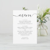 Menu Mariage simple et moderne. Script noir et blanc (Debout devant)