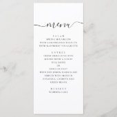 Menu Mariage simple et moderne. Script noir et blanc (Devant)