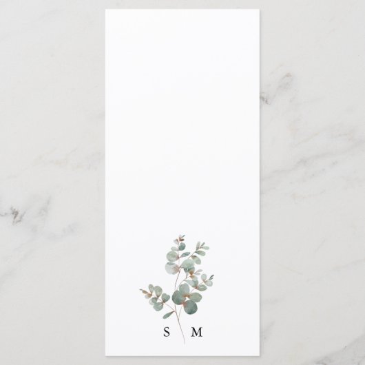 Menu Mariage simple Eucalyptus (Dos)