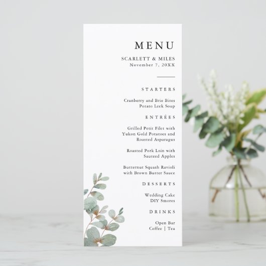 Menu Mariage simple Eucalyptus (Debout devant)