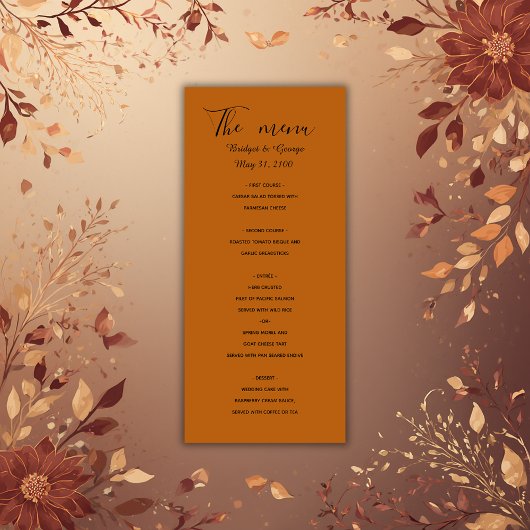 Menu mariage simple luxe doré minimum