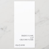 Menu Mariage simple minimaliste moderne (Dos)