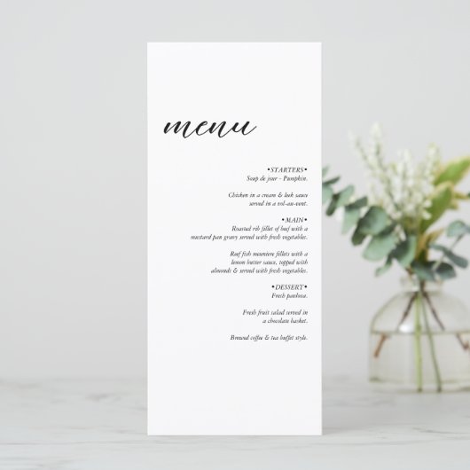 Menu Mariage simple minimaliste moderne (Debout devant)