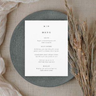 Menu Mariage Simple Minimaliste Noir et Blanc