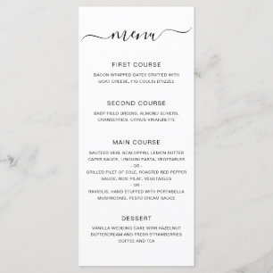Menu Mariage simple moderne élégant