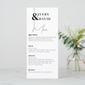 Menu Mariage simple moderne minimaliste (Debout devant)