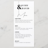 Menu Mariage simple moderne minimaliste (Devant)