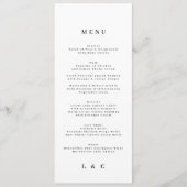 Menu Mariage simple Monogramme noir blanc (Devant)