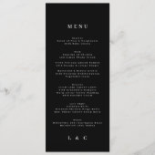 Menu Mariage simple Monogramme noir blanc élégant (Devant)