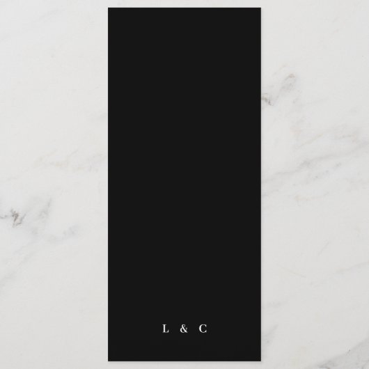 Menu Mariage simple Monogramme noir blanc élégant (Dos)