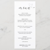 Menu Mariage Simple Noir et Blanc Cœur Mignon (Devant)