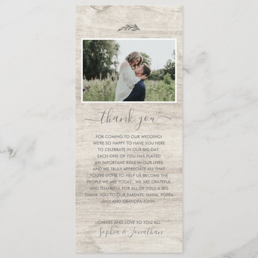 Menu Mariage simple Rustic Wood Botanic Herb (Dos)