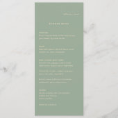 Menu Mariage Simple Vert Sauge Moderne (Devant)