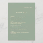 Menu Mariage Simple Vert Sauge Moderne (Devant)