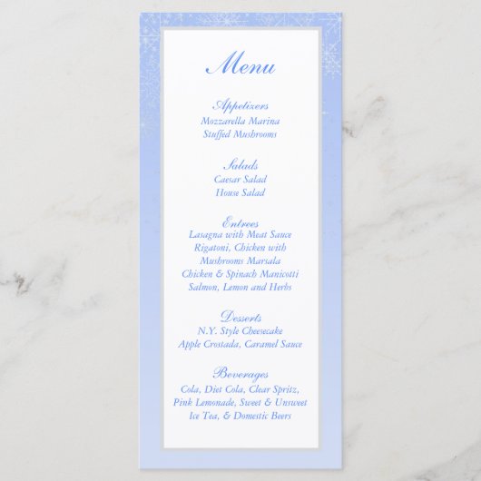 Menu Mariage Snowflake (Devant)