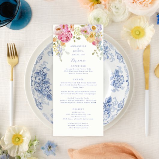 Menu Mariage Soft Garden Florals