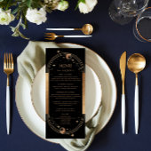 Menu Mariage Soleil Lune Étoiles Or Noir Céleste