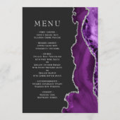 Menu Mariage sombre agate argent violet (Devant)