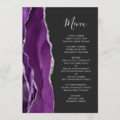 Menu Mariage sombre agate argent violet (Devant)