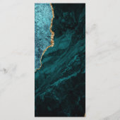 Menu Mariage sombre moderne sarcelle bleu or agate (Dos)