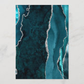Menu Mariage sombre sarcelle bleu argenté Agate (Dos)
