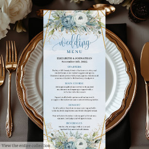 Menu Mariage sophistiqué Dusty Blue Eucalyptus