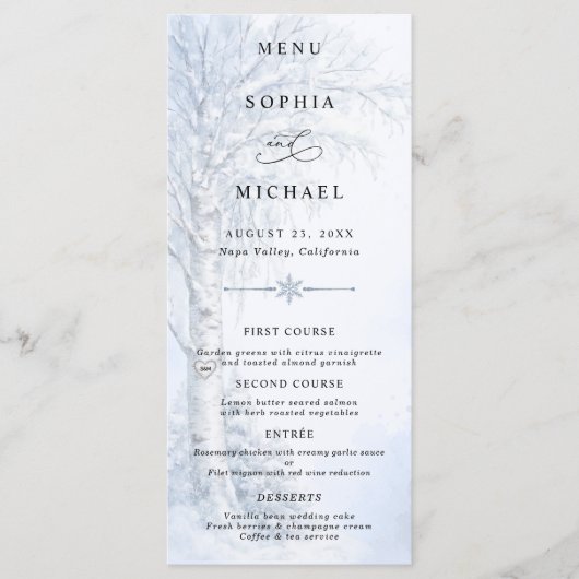 Menu Mariage sous les Arbres givrés (Devant)
