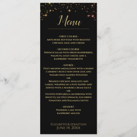 Menu Mariage Sparkles chatoyant (Devant)