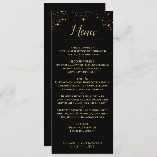 Menu Mariage Sparkles chatoyant (Devant / Derrière)