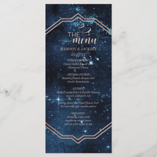Menu Mariage Star Sky Celestiy Galaxy Watercolor (Devant)