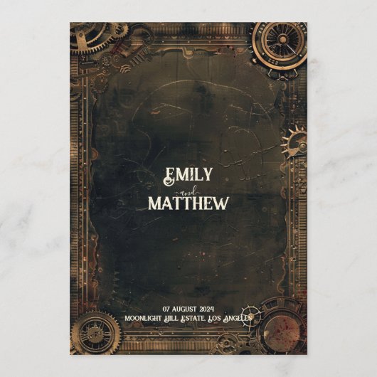 Menu Mariage Steampunk Noir Affair (Dos)