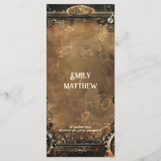 Menu Mariage Steampunk Noir Affair (Dos)