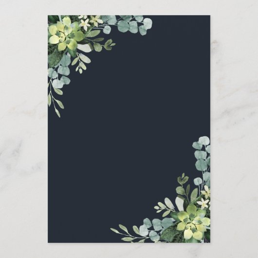 Menu Mariage Succulent bleu marine de minuit (Dos)