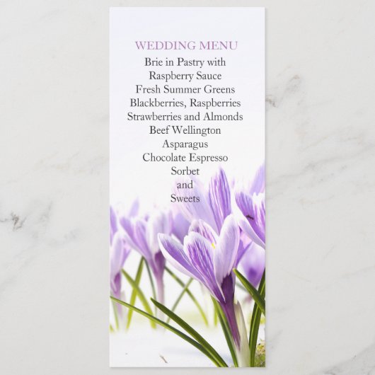 Menu Mariage Sunny Spring Lavender Iris (Devant)