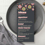 Menu Mariage Super rétro de la puissance 70<br><div class="desc">Célébrez dans le style grâce à ces cartes de menu mariage des années 70 très tendance,  de style rétro. Ce design est facile à personnaliser avec votre libellé d'événement spécial et vos invités seront ravis quand ils verront ces menus fabuleux. Les éléments correspondants se trouvent dans la collection.</div>
