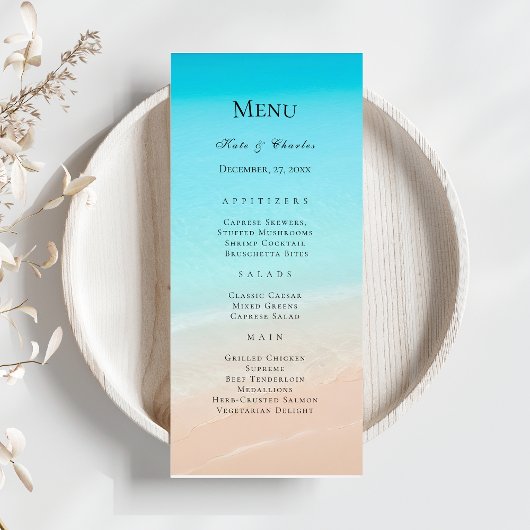 Menu mariage sur la plage