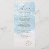 Menu Mariage sur la plage avec coeurs dans le sable en (Devant)