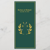 Menu Mariage sur le thème de golf avec monogramme perso (Dos)
