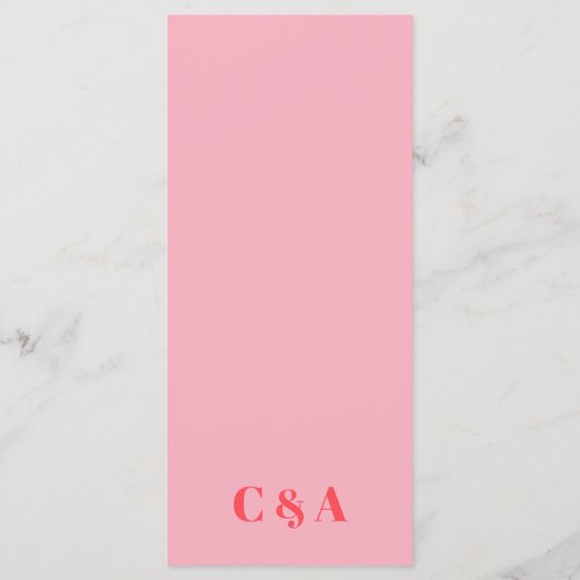 Menu Mariage tendance rose rétro (Dos)