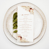Menu Mariage Terracotta | Boho Pampas Grass