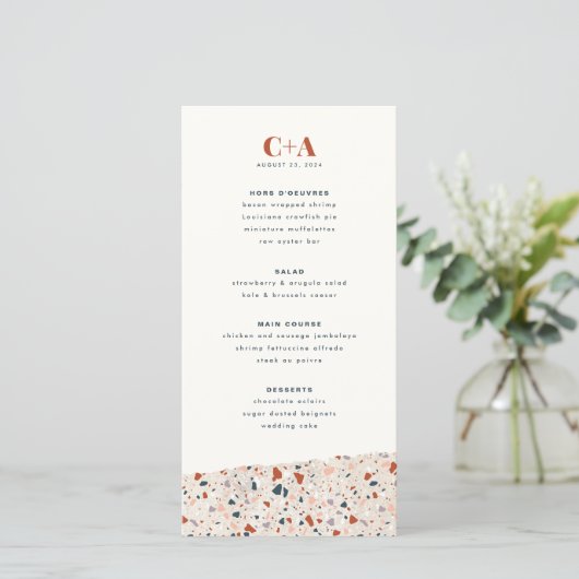 Menu Mariage Terrazzo Slab (Debout devant)