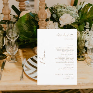 Menu Mariage texte élégant blanc Or