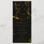 Menu Mariage Texture Marbre Noir Or (Devant)