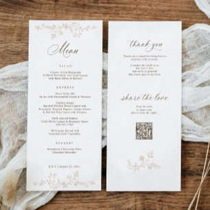 Menu Mariage Toile de Jouy Florale Française Vintage Be