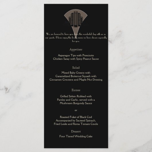 Menu Mariage Tour Art Déco Bronze Noir (Devant)