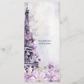 Menu Mariage Tour Eiffel Lavender Romance (Dos)
