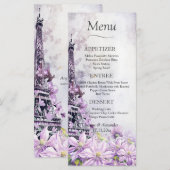 Menu Mariage Tour Eiffel Lavender Romance (Devant / Derrière)