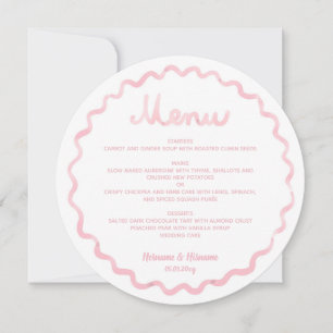 Menu Mariage Tour Whimsical Blush Rose Wavy Frame
