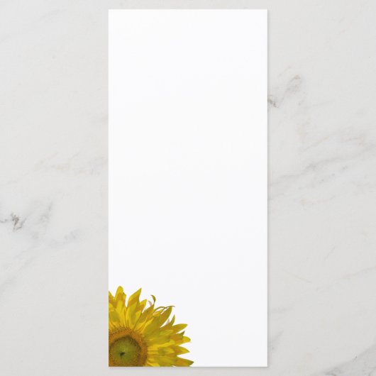 Menu Mariage Tournesol (Dos)