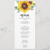 Menu Mariage Tournesol Jaune Moderne (Devant)